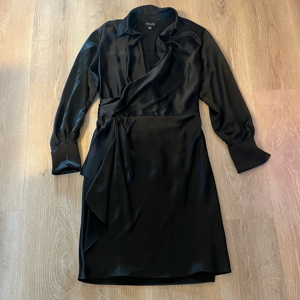 Xscape Womens Long Sleeve Midi Dress
